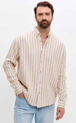 Рубашка д/р лен F611-0483 beige stripes - Fine joyce фото 3