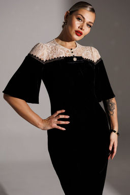 Платье Мода Юрс 25-2874 черный_бежевый