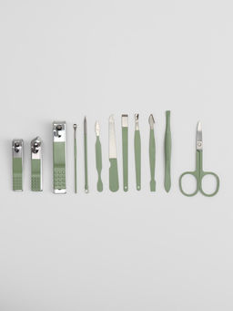 Набор маникюрный, 12 предметов, в футляре, ментоловый