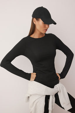 Siyah Dikis Detayl? Dalg?c/Scuba Kumas Spor Ust/Bluz THMAW26BZ00004 - Trendyolmilla фото 2