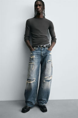 RIPPED BALLOON FIT JEANS - Zara фото 7