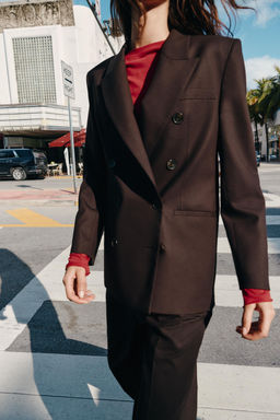 DOUBLE-BREASTED BLAZER WITH SHOULDER PADS - Zara фото 2