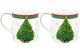 Набор 2 кружек 300 мл 11,5*8,5*8,5 см Новогодняя елка зеленый узор, NEW BONE CHINA - Elan gallery фото 10