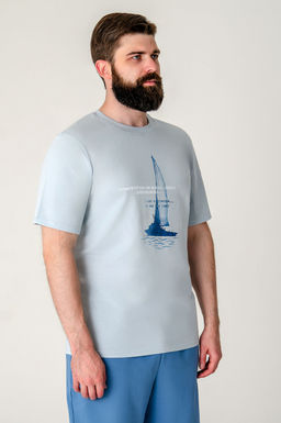 Арт. 614-150 Футболка мужская 48-56 (5 шт) Цвет:небесный - Идеал фото 4