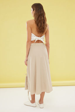 TRENDYOLMILLA Haki Parasut Kumas Beli Lastikli Maxi Boy Dokuma Etek TWOSS25ET00050  фото 5