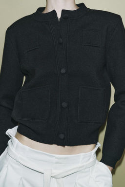 PLAIN KNIT CARDIGAN WITH SHOULDER PADS - Zara фото 2