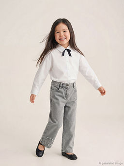 Regular Fit Nak??l? K?z ?ocuk Jean Pantolon