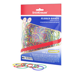 АКЦИЯ Цена за 1 шт. Канцелярские резинки для денег ErichKrause диаметр 40 мм/длина 60 мм, ассорти (в пакете с европодвесом по 100г.)