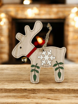 Цена за 1 шт. Украшение ErichKrause Decor Олень с колокольчиком 11см, дерево