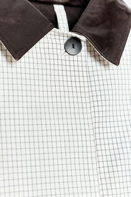 LEATHER EFFECT COLLAR SHORT TRENCH COAT ZW COLLECTION