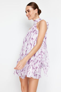 TRENDYOLMILLA Limited Edition Pembe Etegi Katl? Sifon Astarl? Mini Dokuma Elbise TWOSS24EL00548  фото 7