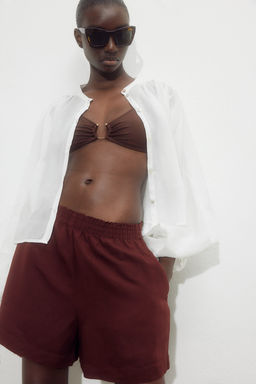 Pantalon corto en mezcla de lino