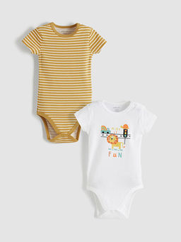 Bisiklet Yaka Erkek Bebek ??t??tl? Body 2li