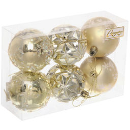 Цена за 2 шт. Набор шаров "Вивальди" 6 см (в наборе 6 шт), Золото