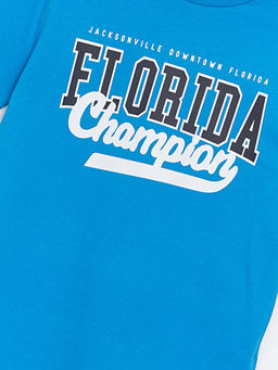 Bisiklet Yaka Bask?l? K?sa Kollu Erkek ?ocuk Ti??rt - Waikiki фото 3