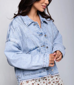 Джинсовая куртка #МСК2110 (1), голубой - Dommod фото 5