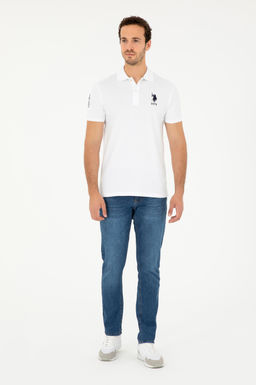 Футболка мужская U.S. Polo Assn базовая белая из хлопка с эластаном  фото 4