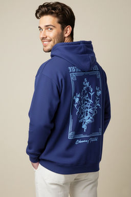 TRENDYOL MAN Antrasit Oversize/Genis Kesim Kapusonlu Cicek Bask? Ici Polar/S?cak Tutan Sweatshirt TMNAW24SW00100 - Trendyolmilla фото 32