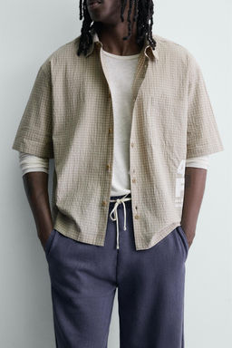 CAMISA CUADROS TEXTOS ESTAMPADOS / Tostado - Zara фото 5