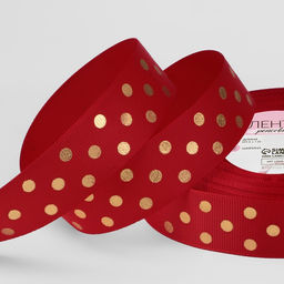 Лента репсовая с тиснением Горох, 25 мм, 23 1 м, цвет красный №026