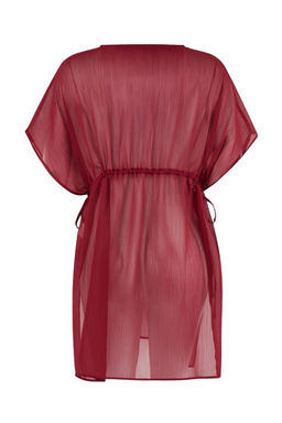 Bordo Dokuma Mini Buzgulu Plaj Elbisesi TBESS26EL00037 - Trendyolmilla фото 2