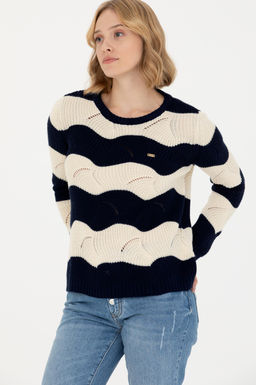 Kad_n Lacivert Bisiklet Yaka Kazak