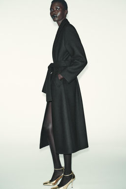 LONG WOOL COAT WITH BELT - Zara фото 15