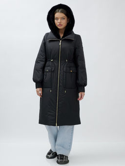 Пальто зимнее женское стильное с норкой люкс класса черного цвета 8628Ch - Mtforce фото 6