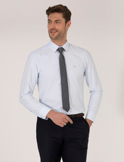 A__k Mavi Slim Fit Uzun Kollu Klasik G_mlek