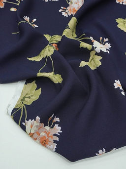 Штапель Ароматная гортензия цв.чернильный, ш.1.45м, вискоза-100%, 105гр/м.кв - Купава фото 5