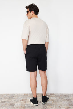 Siyah Regular/Normal Kesim Etiket Aplikeli Pamuklu Sort TMNSS23SR00079