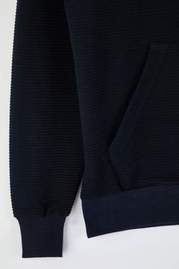 Lacivert Regular/Normal Kesim Fermuarl? Kapusonlu Dokulu Sweatshirt TMNAW26SW00067