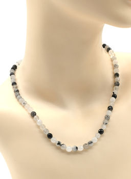 Бусы из Рутилового кварца с черным турмалином шарик гр.7мм, 47см