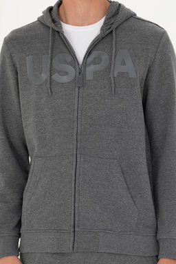 U. S. Polo Assn Мужской вязаный кардиган антрацитового меланжевого цвета с капюшоном - U.s. polo assn фото 20