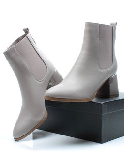 01-PCM359-2 GRAY/BEIGE Ботинки Челси демисезонные женские (натуральная кожа, байка)