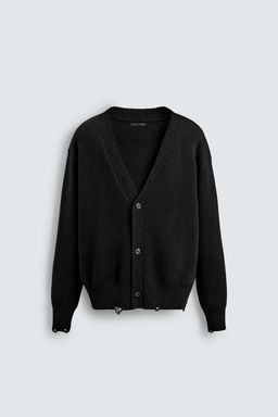 CARDIGAN WITH DISTRESSED RIBBED TRIMS - Zara фото 7