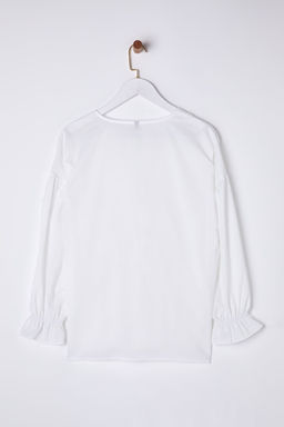 Beyaz Onu Ipli Baglamal? Kalp Nak?sl? Dokuma Bluz TWOSS25BZ00109 - Trendyolmilla фото 7