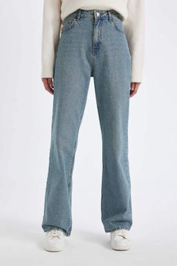 Длинные джинсовые брюки с широкими штанинами и высокой талией в стиле 90-х годов