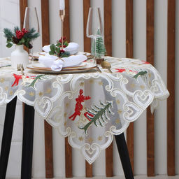 Скатерть Этель Сказочная с вышивкой, 85 х 85 5 см, п/э