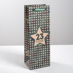 Цена за 2 шт. Пакет подарочный под бутылку, упаковка, 23 февраля, 36?13?10 см