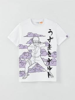 Bisiklet Yaka Naruto Bask?l? K?sa Kollu Erkek ?ocuk Ti??rt