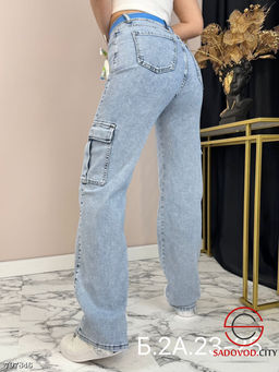 женские прямые джинсовые брюки с высокой талией и широкими штанинами - Bruno фото 2