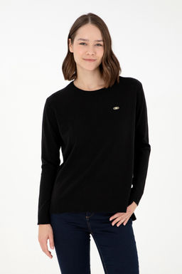 Женский черный базовый свитер