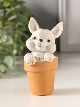 Фигурка гипс Кролик в горшке, 9?5 см, цветной