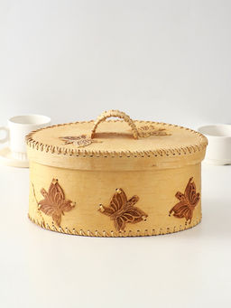 Хлебница с ручкой "Бабочки", 30х18х19 см, береста