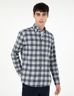 Lacivert Ekose Regular Fit Uzun Kollu G_mlek - Pierre cardin фото 3