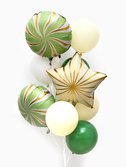 Воздушные шары "Зеленые грани" фольга, латекс, набор 12 штук
