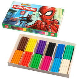 Пластилин 12 цветов, 180 г, Человек паук