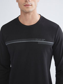 Bisiklet Yaka Bask?l? Erkek Sweatshirt