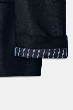 BLAZER CRUZADA CON LINO MANGA REMANGADA / Marino - Zara фото 6